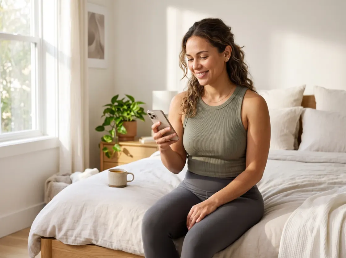 Woman managing her PCOS weight-loss plan with Oria Meds